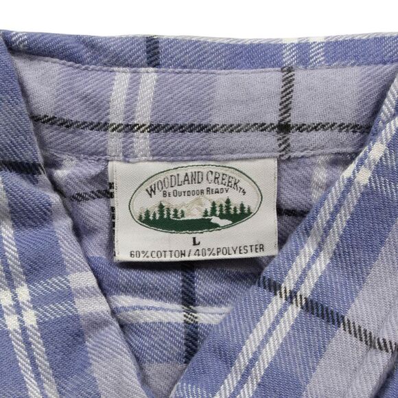 Woodland Creek Women's Long Sleeve Button-Up Pleated Shirt in Blue Plaid, Large - Picture 6 of 7